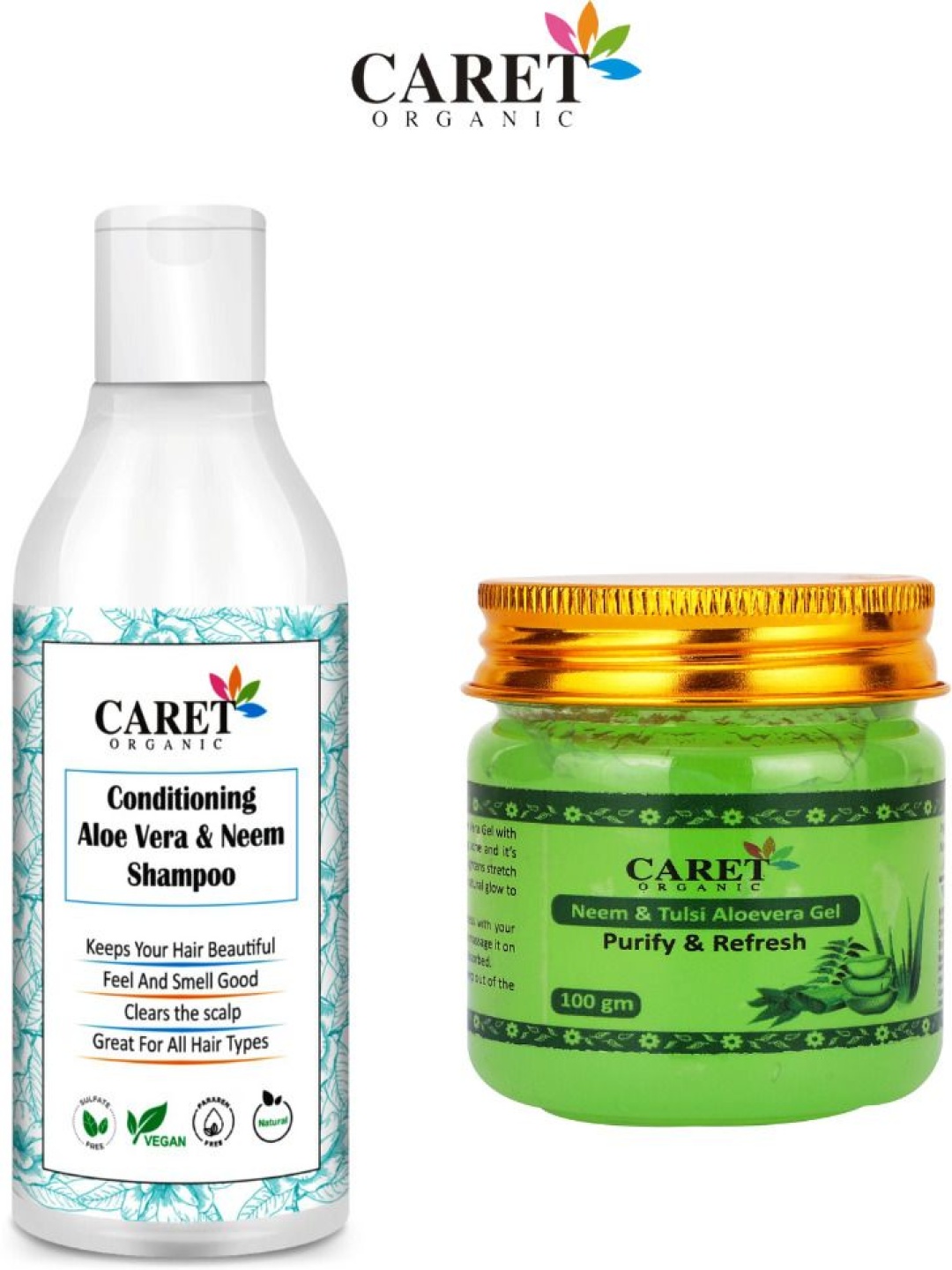 

CARET ORGANIC Set Of 2 Honey & Almond Body Lotion & Tulsi Aloevera Gel-100g Each, Multi