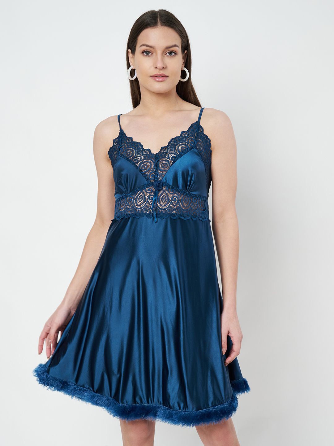 

KOI SLEEPWEAR Women Shoulder Straps Nightdress, Blue