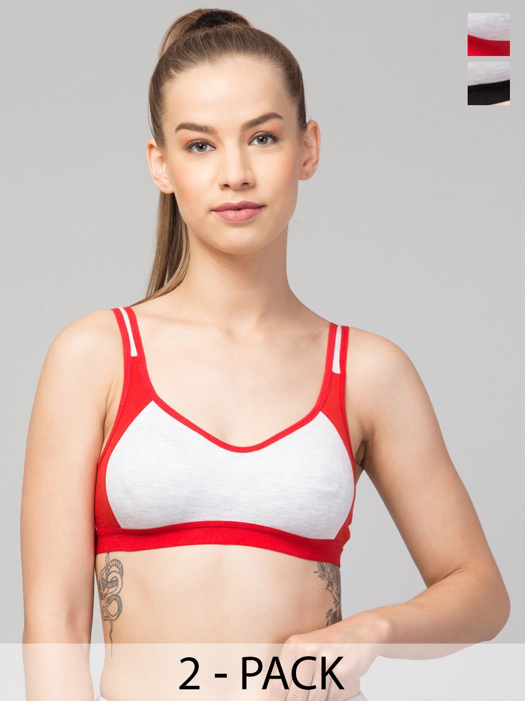 

ULLAS Women Pack of 2 Full Coverage Padded Bra, Black