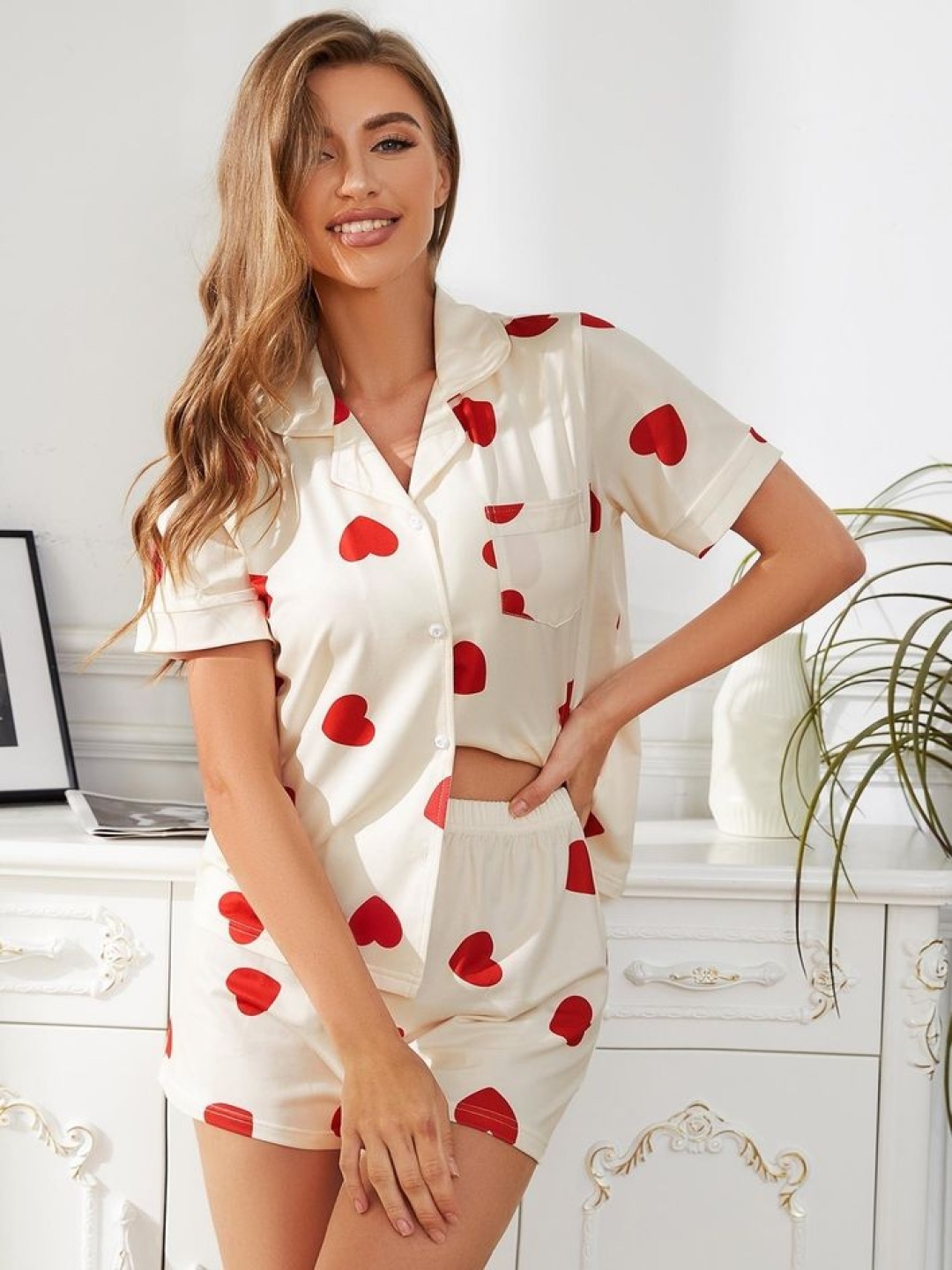 

LULU & SKY Women Printed Night suit, Beige