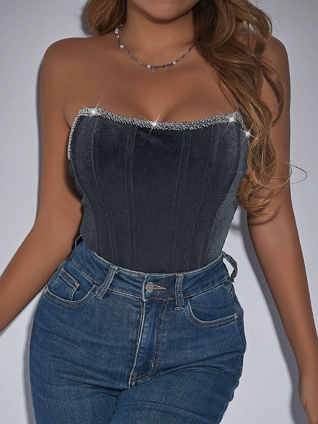 

LULU & SKY Women Off-Shoulder Tube Top, Grey