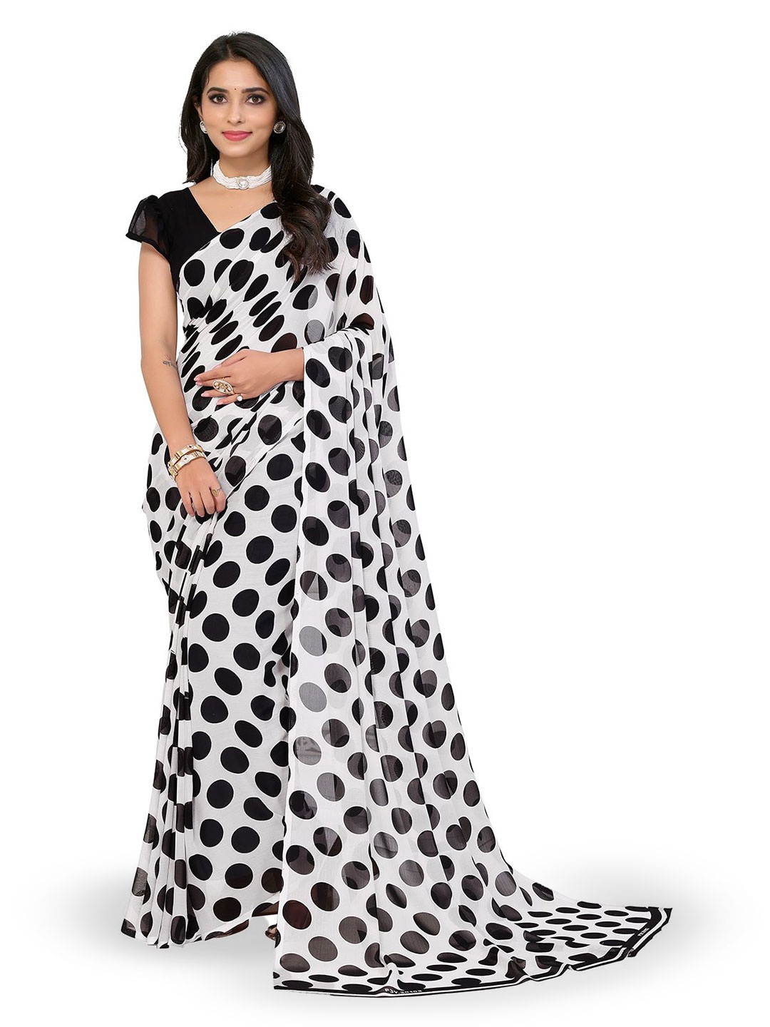 

Moda Rapido Geometric Printed Saree, Black