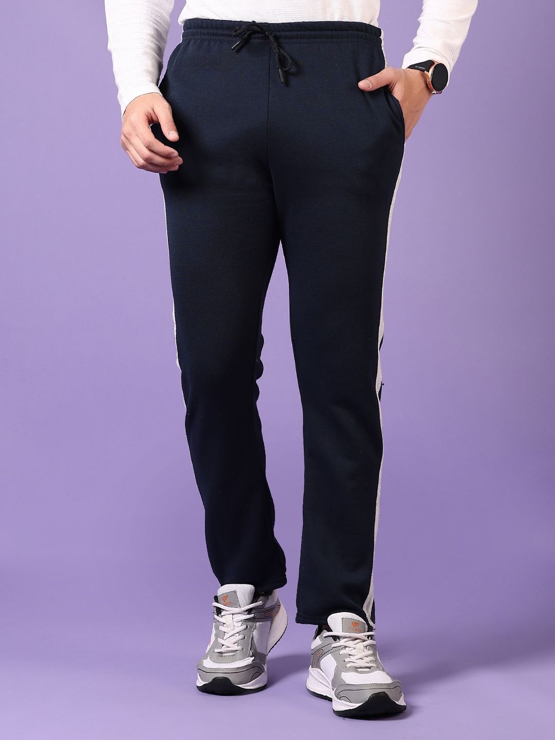 

V-Mart Men Solid Track Pants, Navy blue
