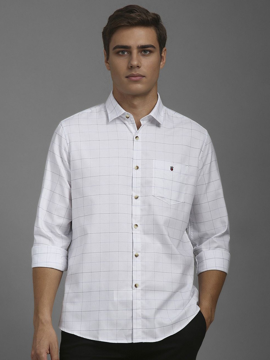 

Louis Philippe Sport Men Slim Fit Other Checks Cotton Casual Shirt, White