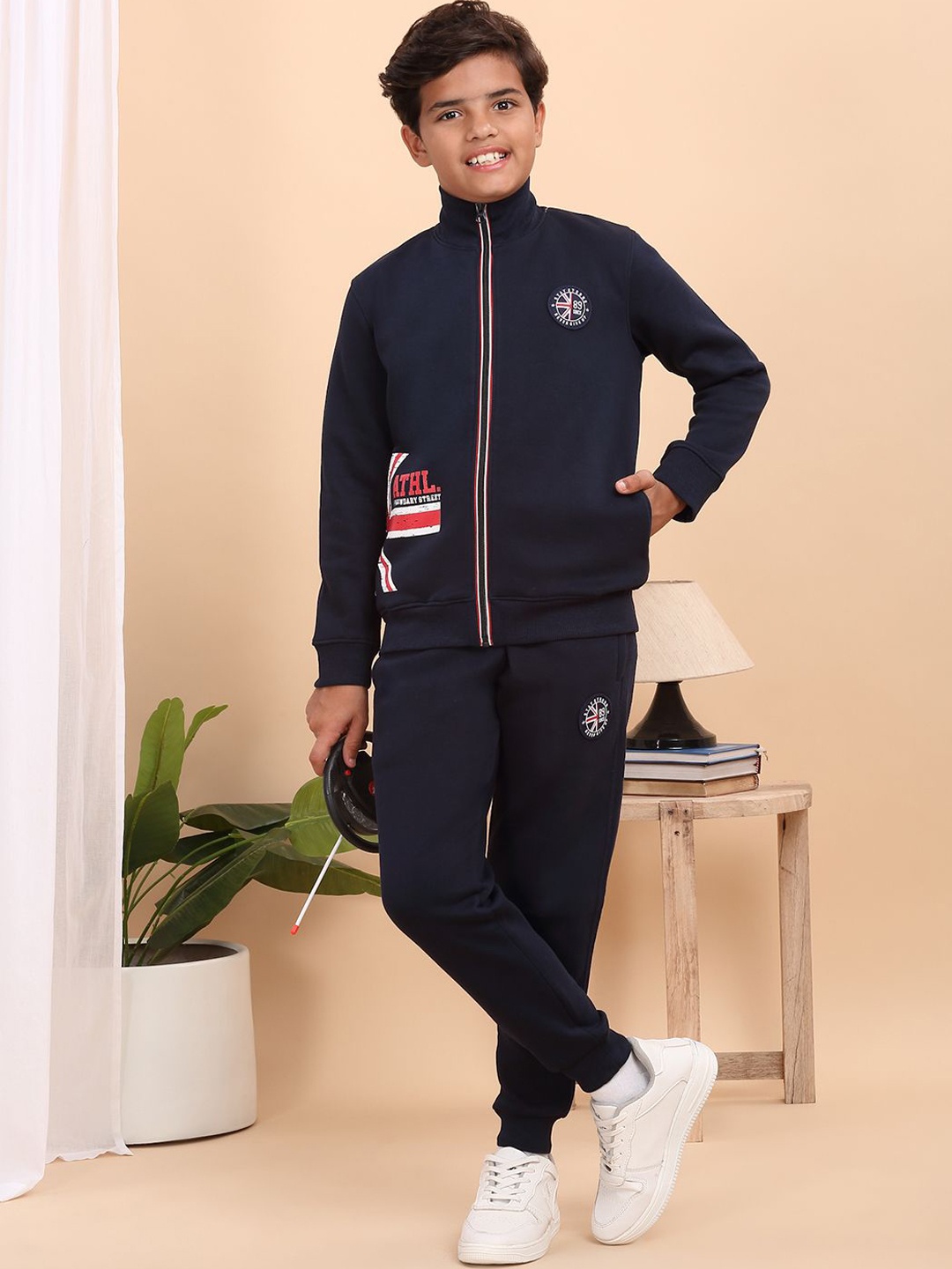 

Sweet Dreams Boys Mock Collar Mid-Rise Tracksuit, Navy blue