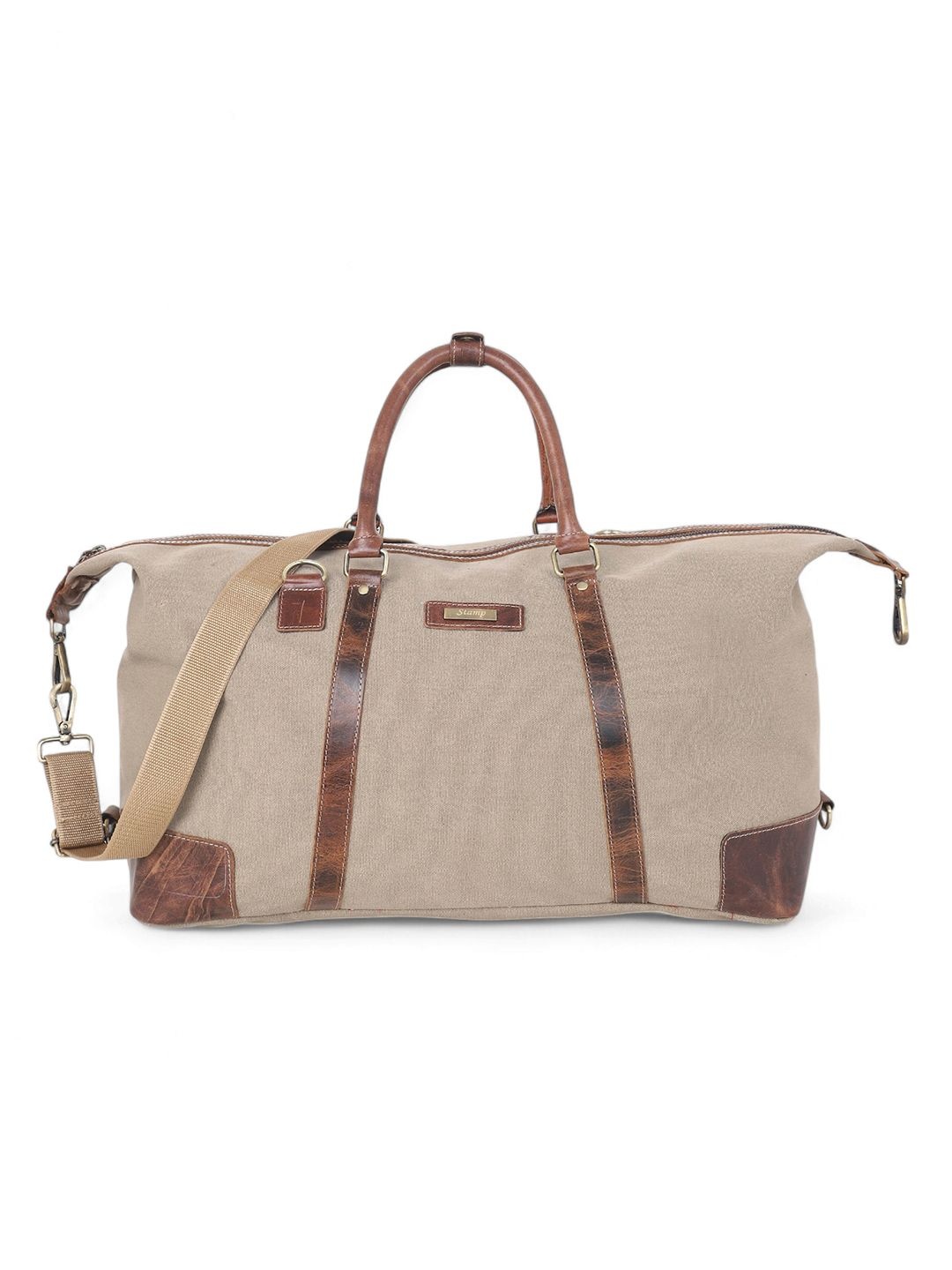 

Stamp Women Textured Bowling Leather Handheld Bag, Beige