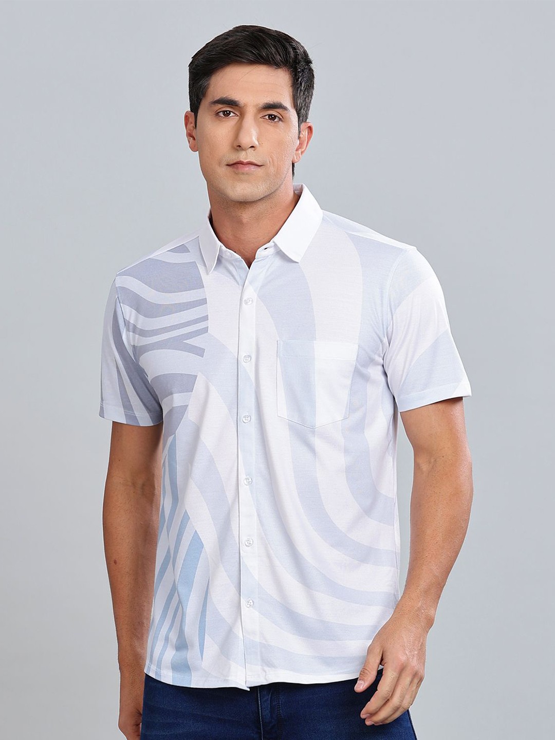 

BULLMER Men Standard Opaque Printed Casual Shirt, White