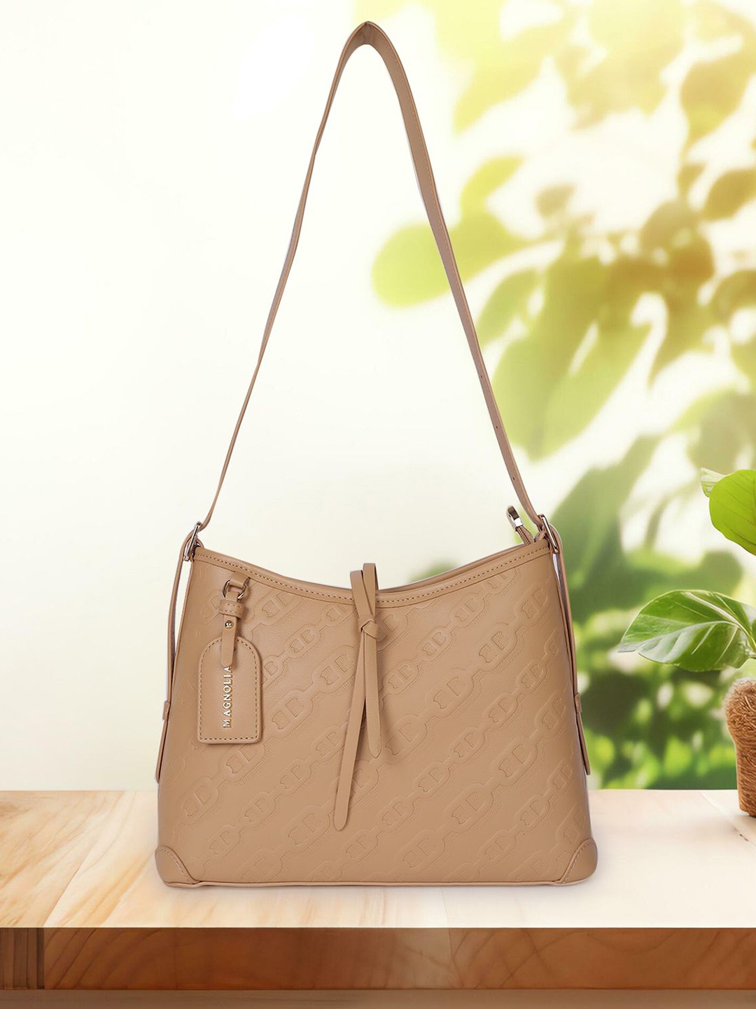 

MAGNOLIA Textured PU Structured Handheld Bag, Khaki