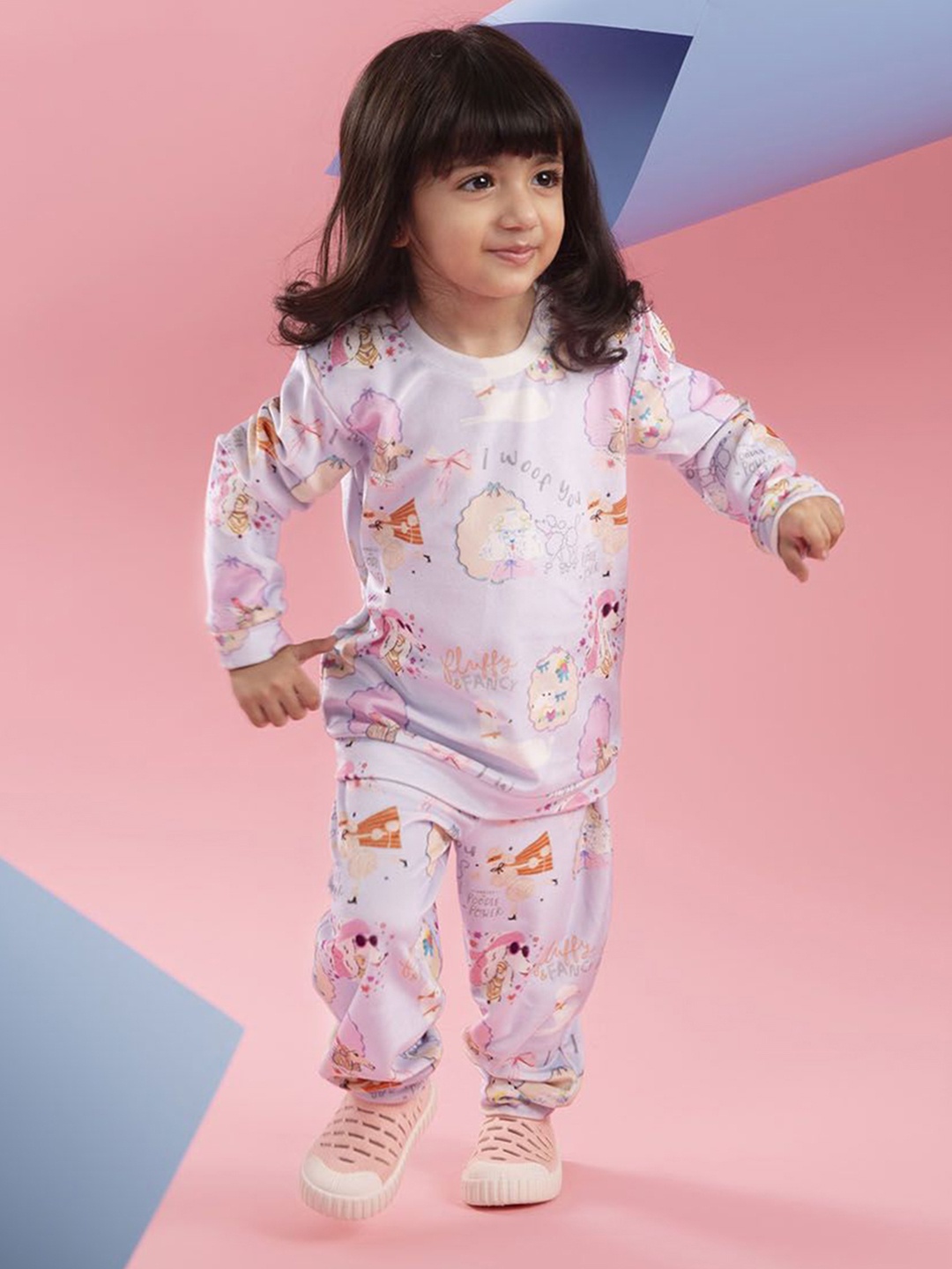 

THE BABY TRUNK Girls Sweatshirt With Joggers, Purple