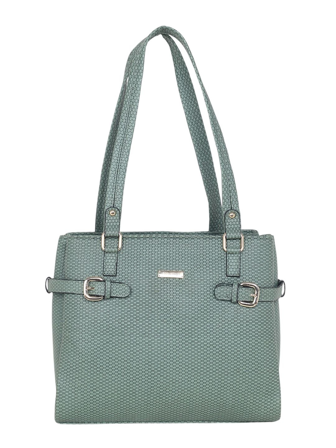 

Stamp Women Textured Structured Handheld Bag, Green