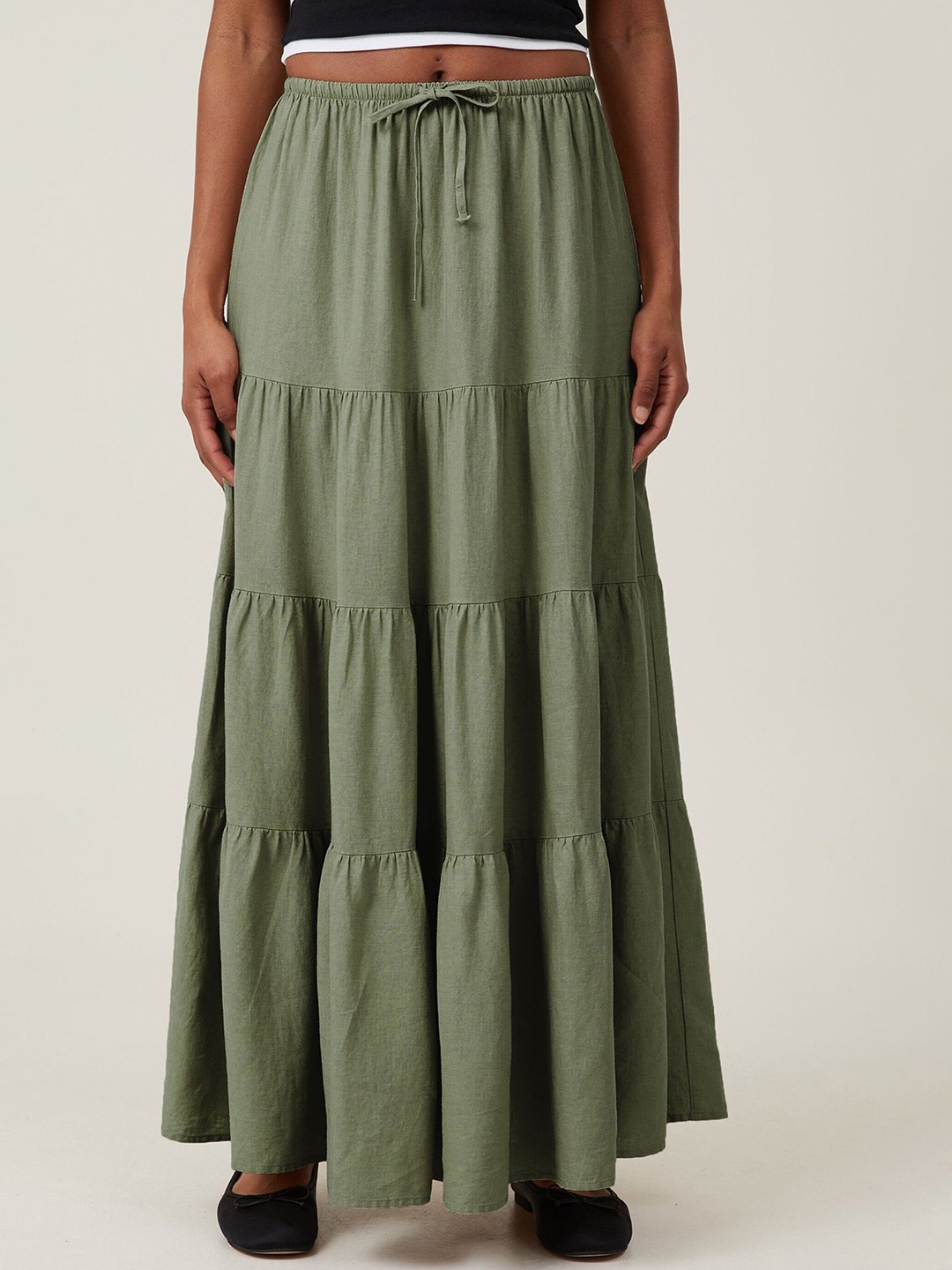 

StyleCast x Revolte Maxi Flared Skirt, Green