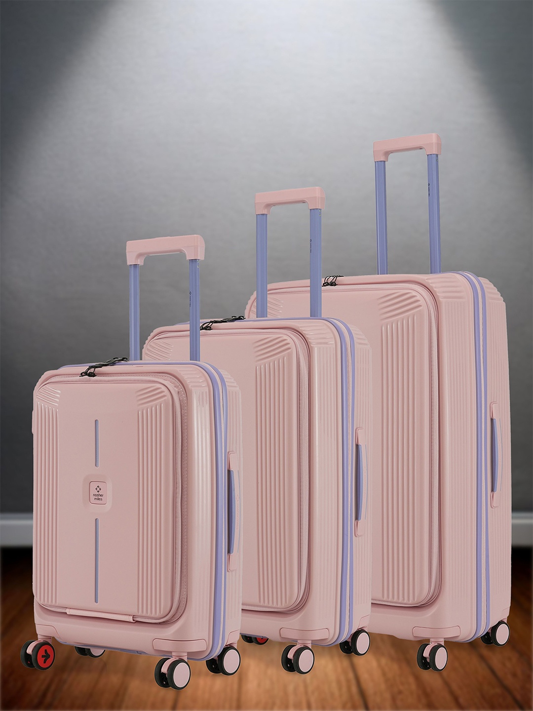 

Nasher Miles Alexandria Polypropylene Set of 3 S/M/L Peach Grey Trolley Bags (55-65-75 cm)