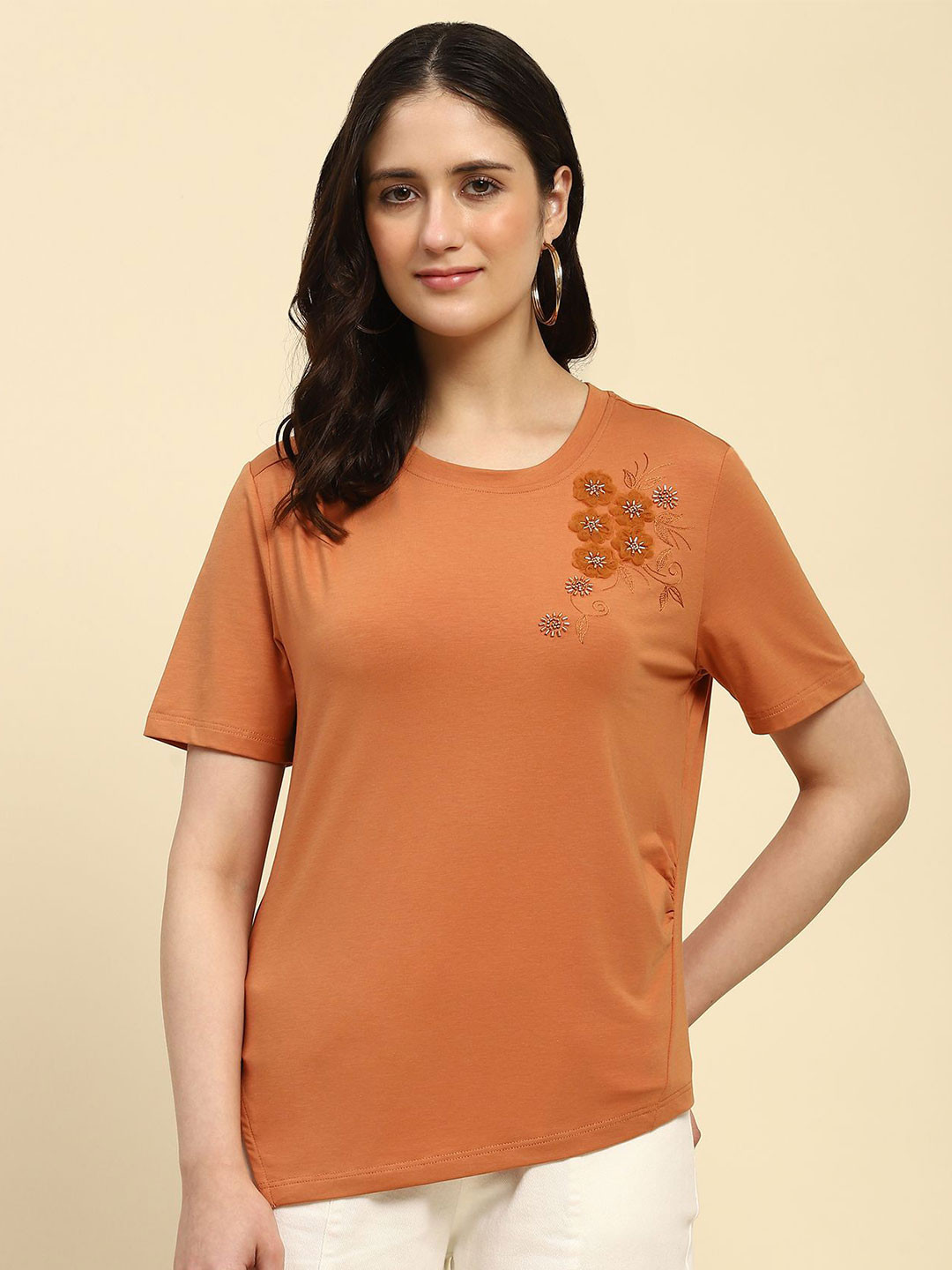

Global Republic Embellished Embroidered Top, Rust