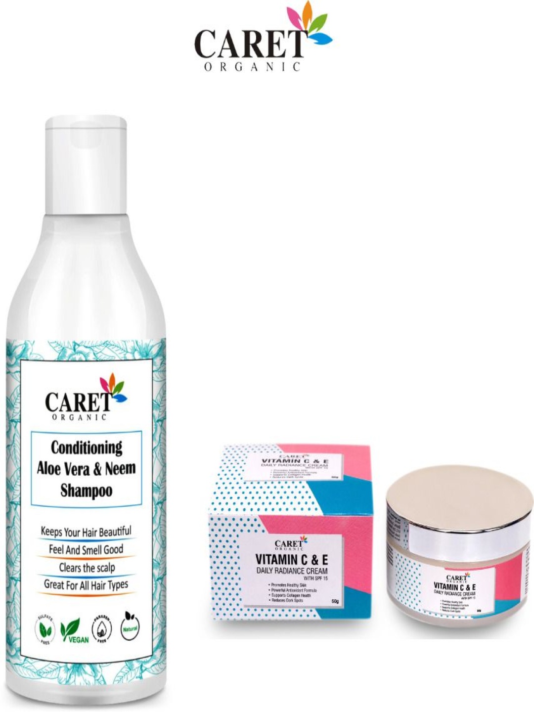 

CARET ORGANIC Set Of 2 Neem Shampoo - 250 ml & Vitamin C Radiance Cream - 50 g, White