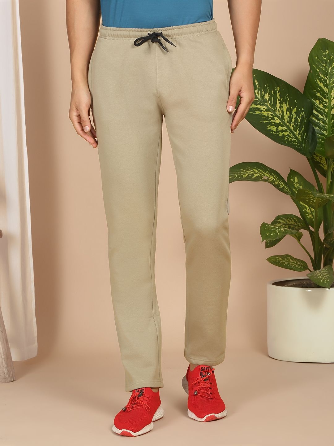 

Sweet Dreams Men Cotton Relaxed-Fit Mid-Rise Track Pant, Olive