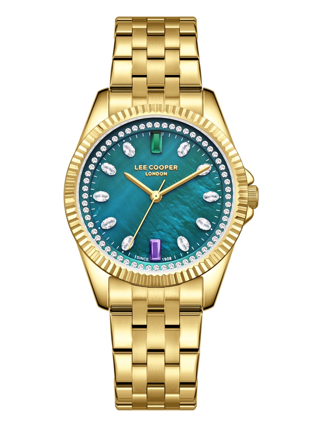 

Lee Cooper Women Brass Dial & Stainless Steel Bracelet Style Straps Analogue Watch LC08033.170, Green