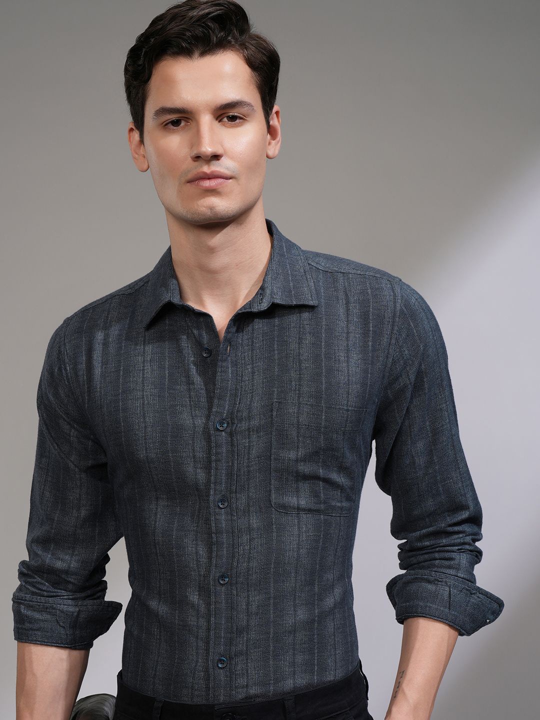 

HIGHLANDER Men Striped Casual Shirt, Blue