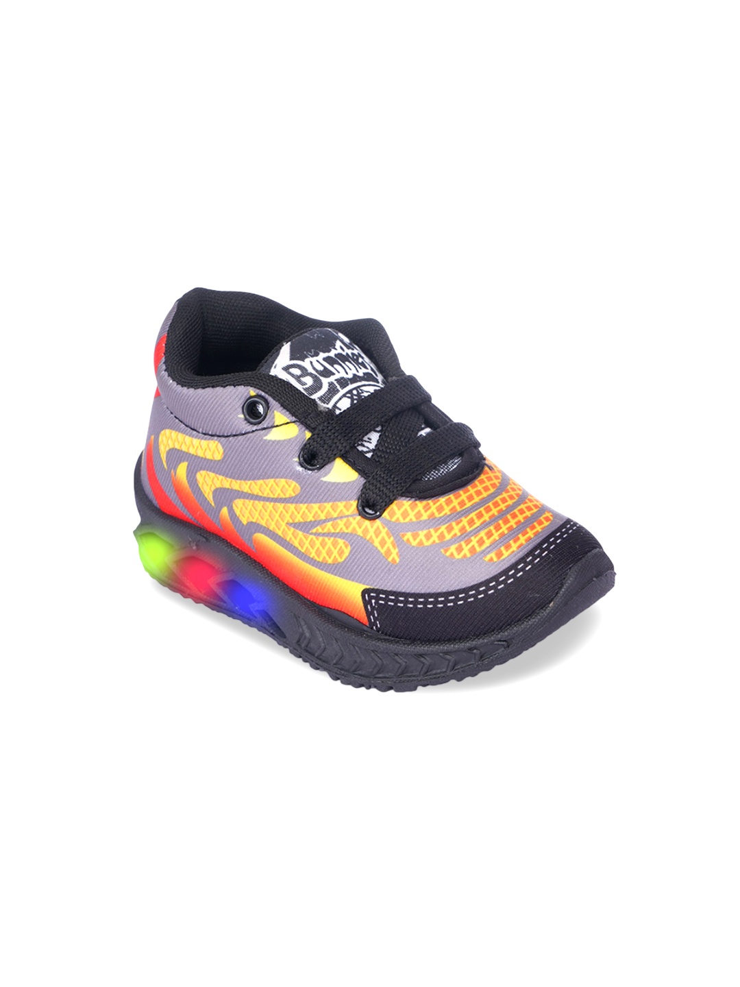 

BUNNIES Kids Lace-Ups Woven Design LED Sneakers, Black