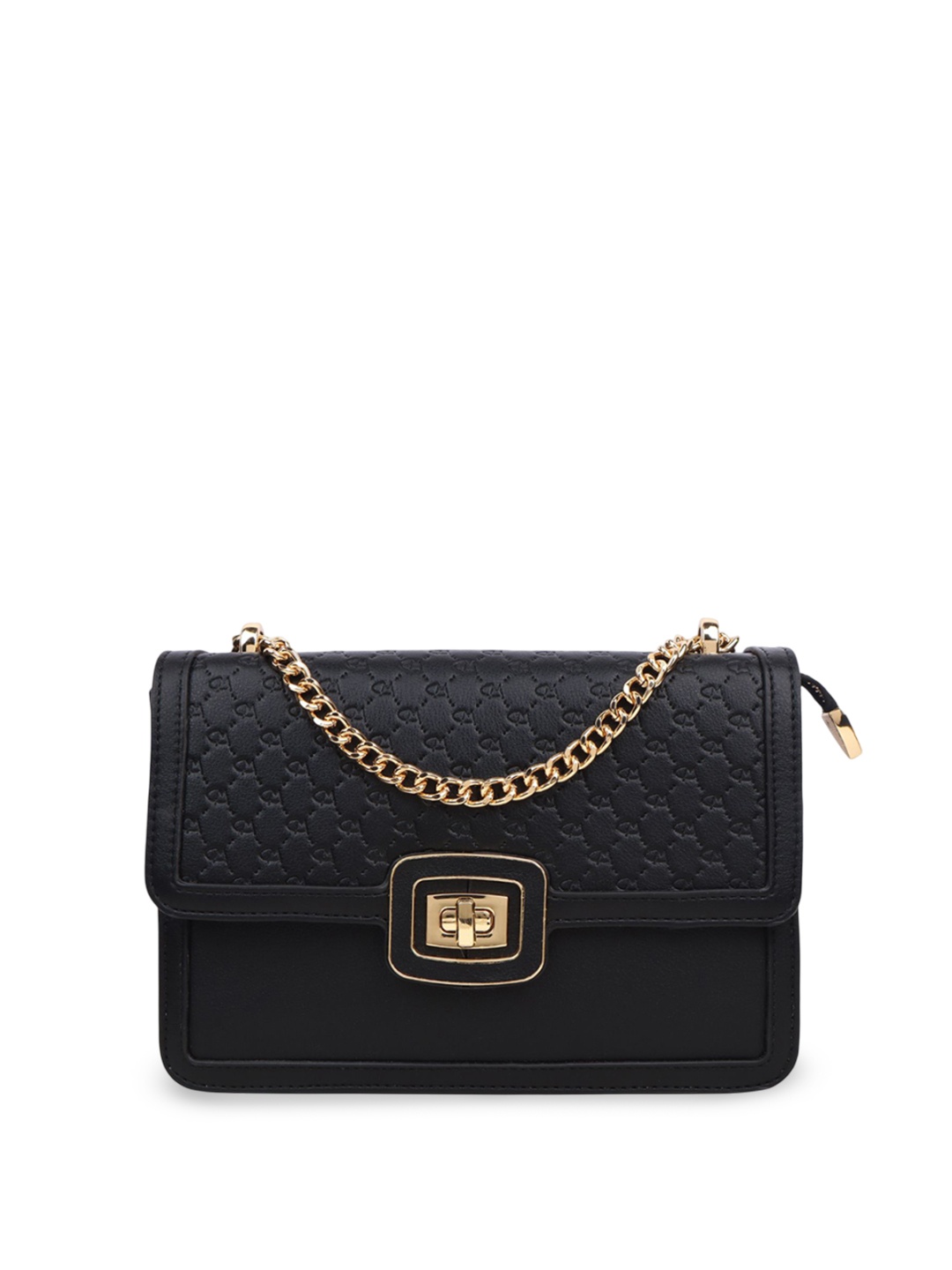 

MAGNOLIA Geometric Printed PU Sling Bag, Black