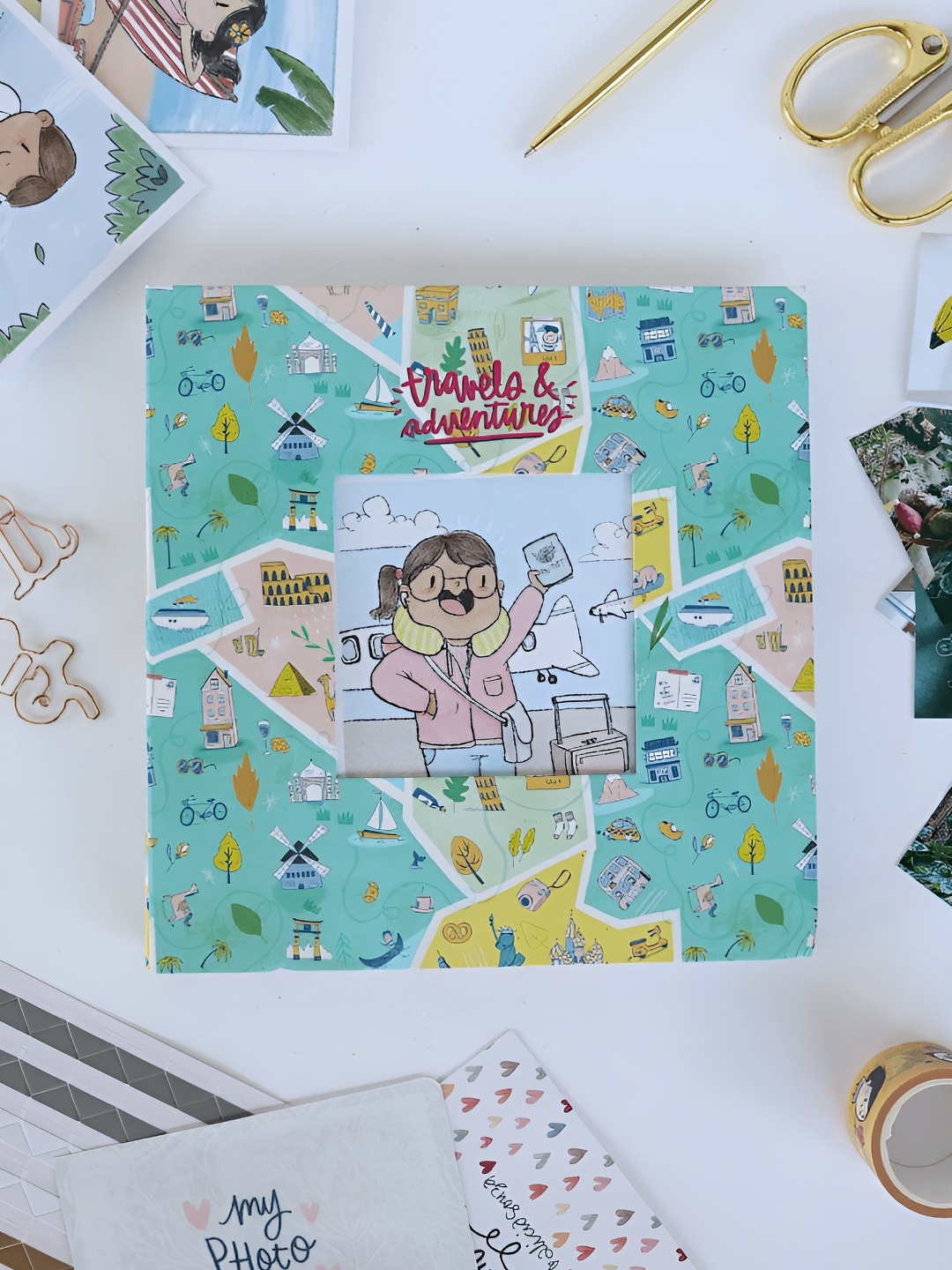 

Alicia Souza Blue & Yellow Printed Mini Photo Album With Box