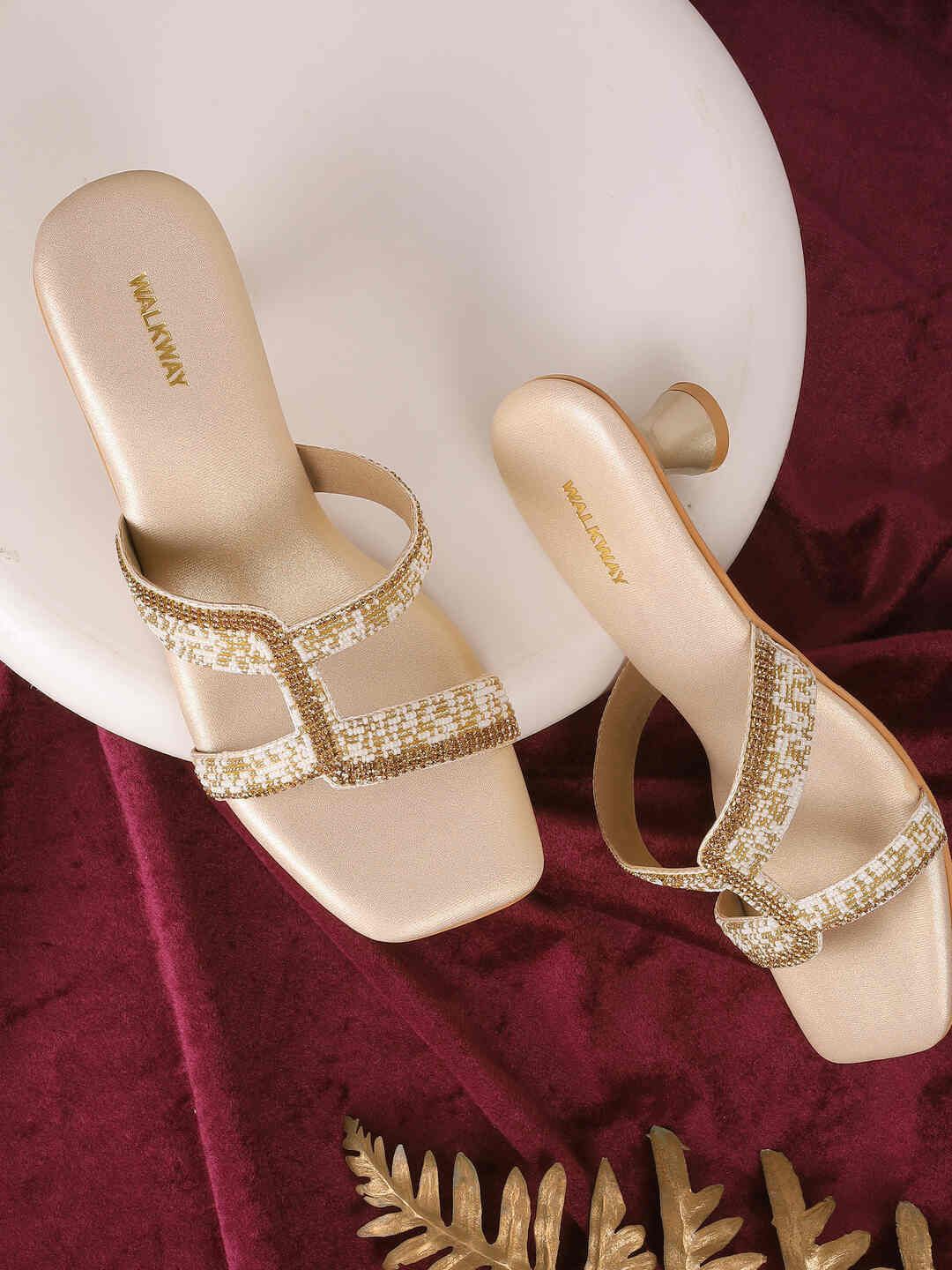 

WALKWAY by Metro Embellished Block Sandals, Gold