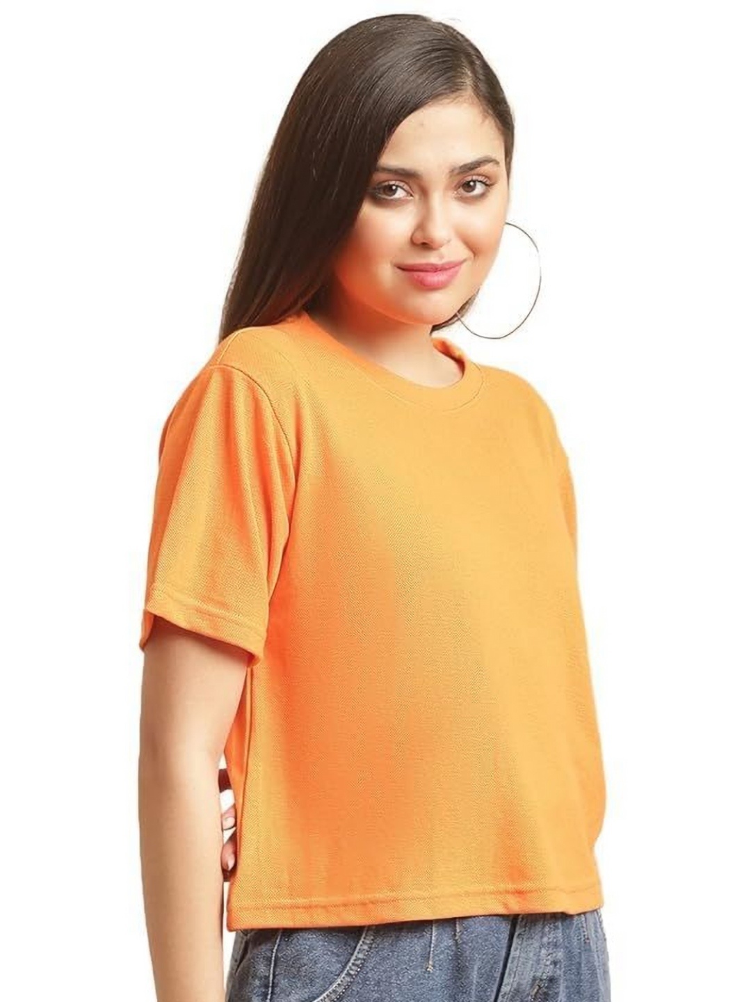

NOTWILD Women Pack Of 3 Solid Round Neck Cotton Relaxed Fit T-shirts, Orange
