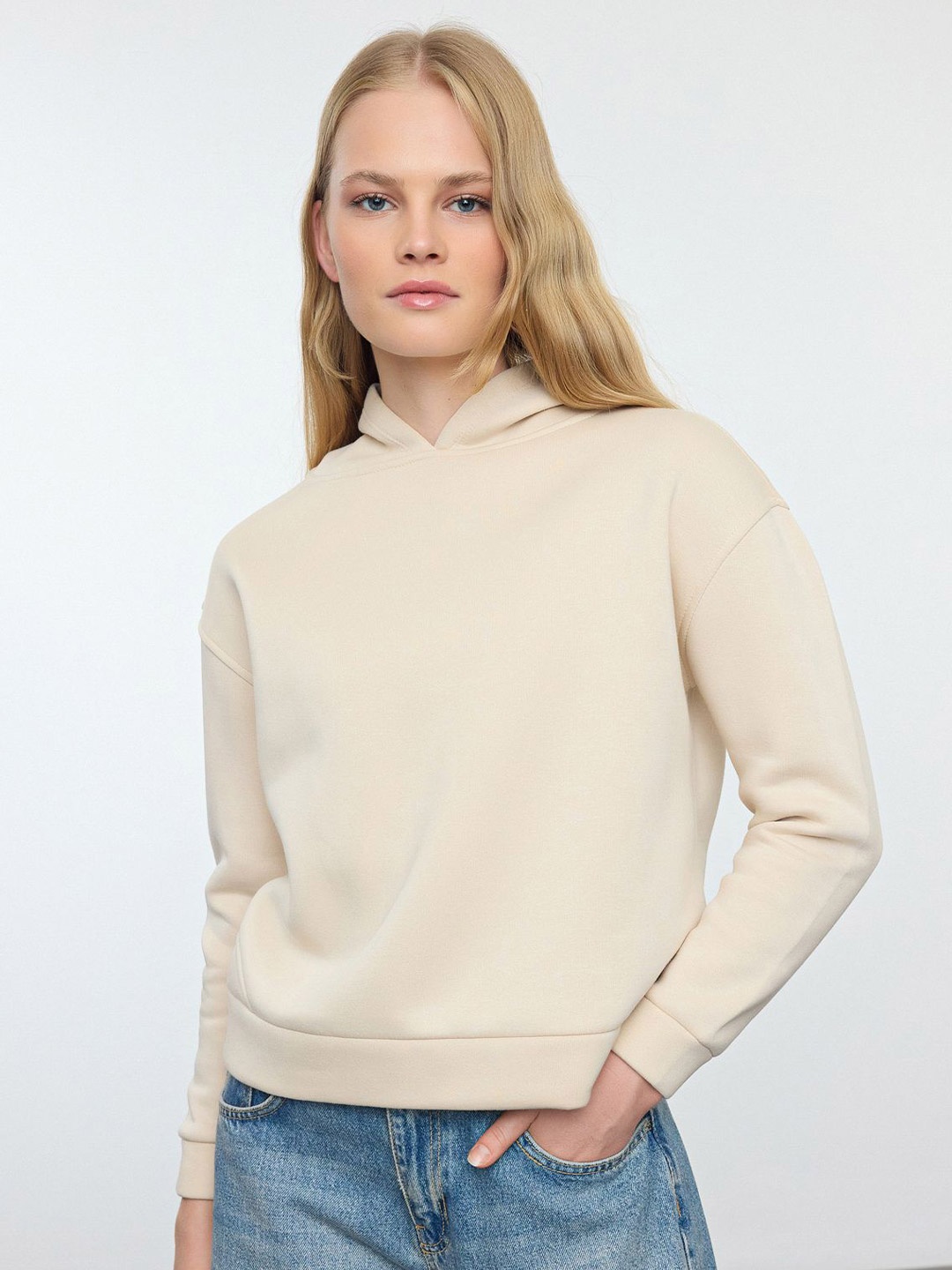 

Trendyol Women Hooded Neck Sweatshirt, Cream