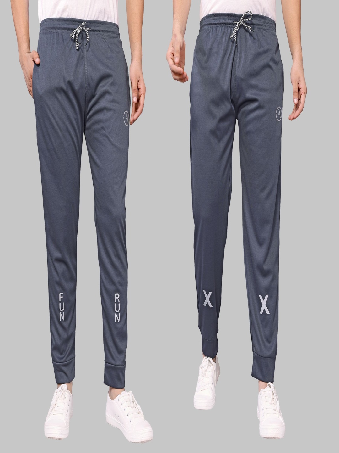 

Moda Rapido Men Pack Of 2 Mid-Rise Joggers, Grey