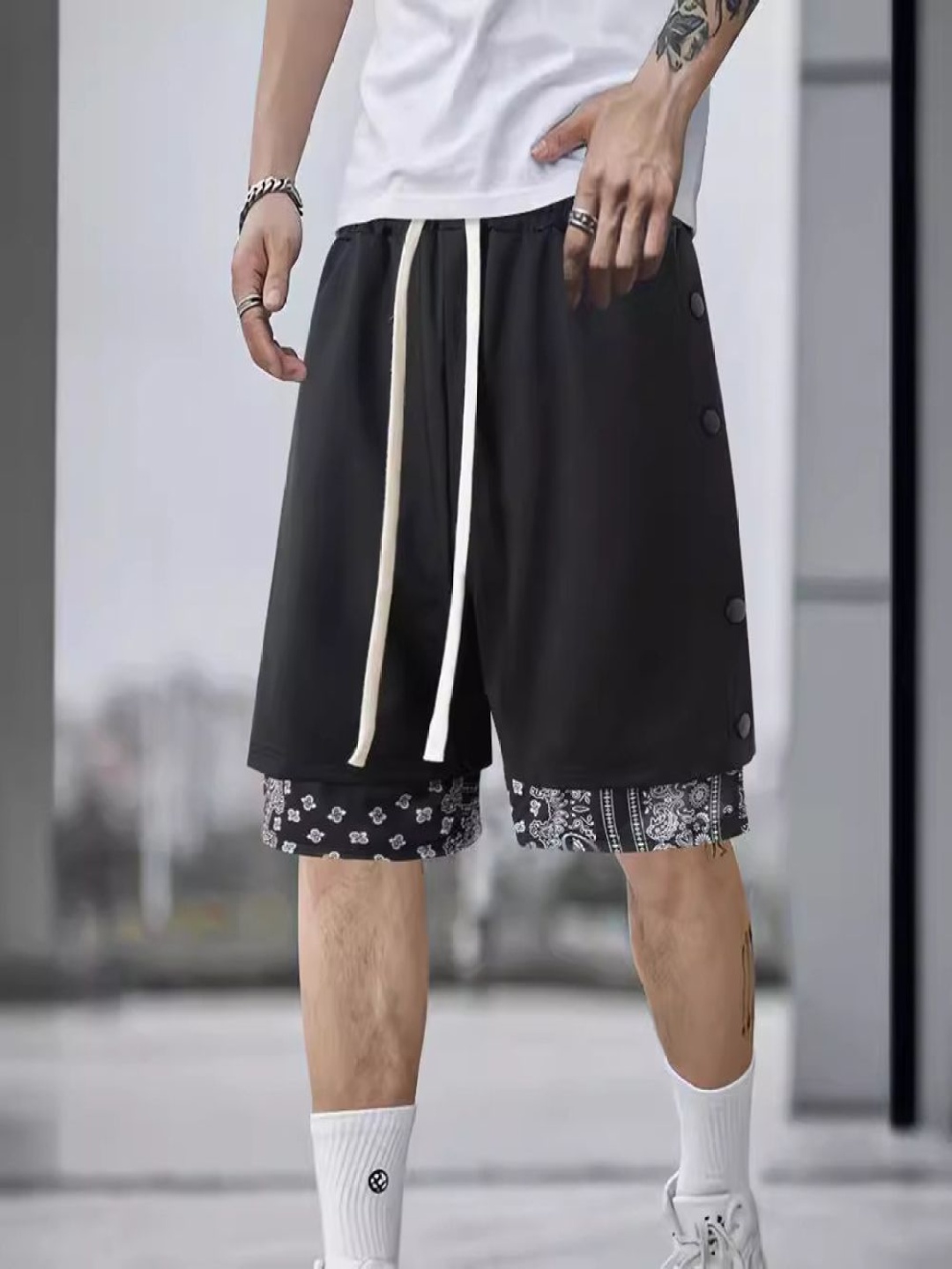 

StyleCast x Revolte Men Printed Shorts, Black