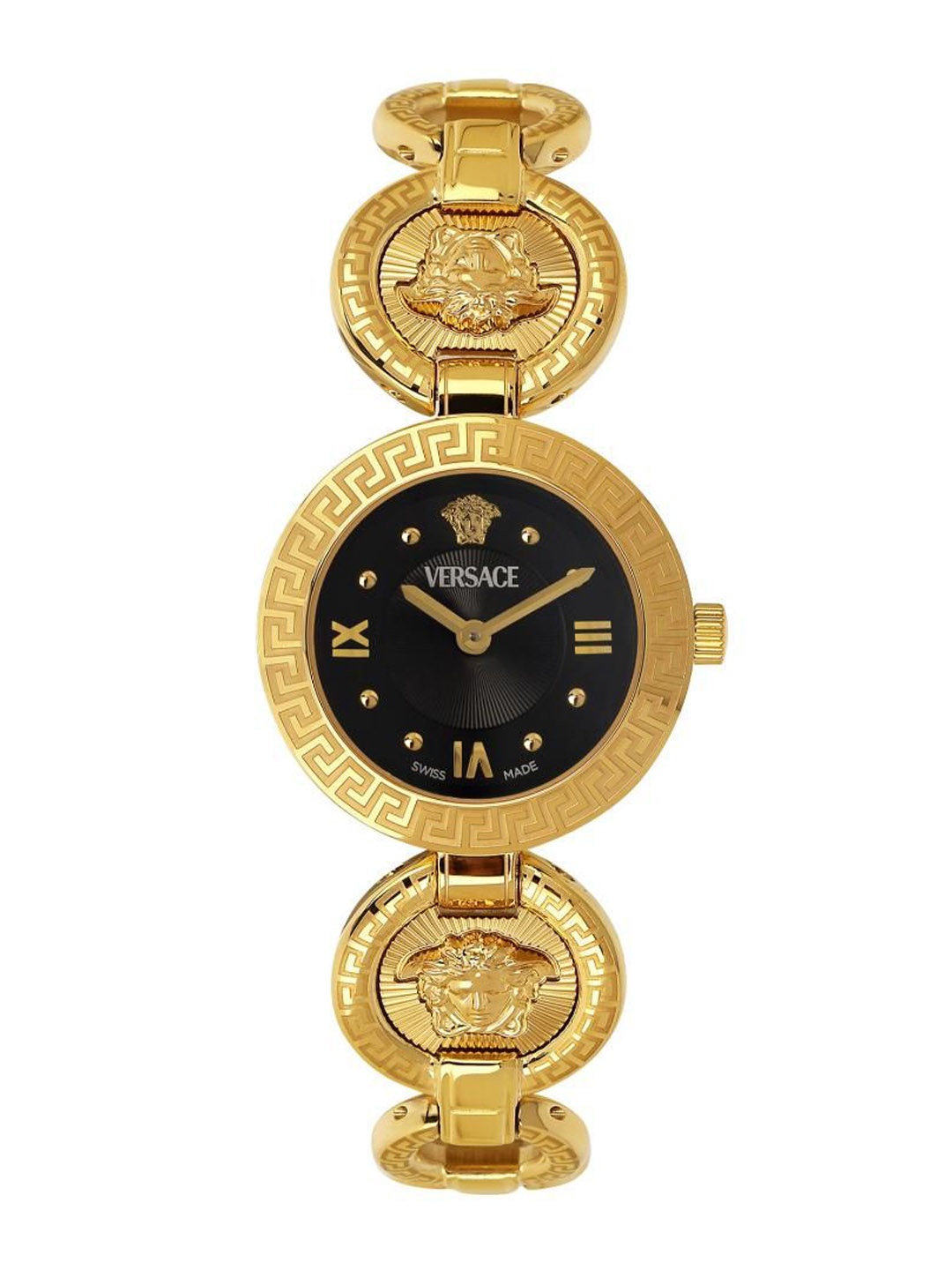 

Versace Women Brass Dial & Stainless Steel Bracelet Style Straps Analogue Watch VEWCA0624, Black