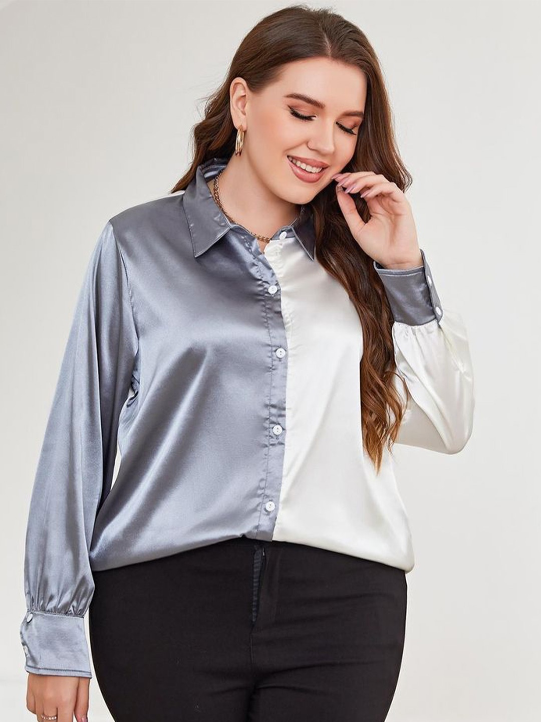 

LULU & SKY Women Shirt Style Top, Silver