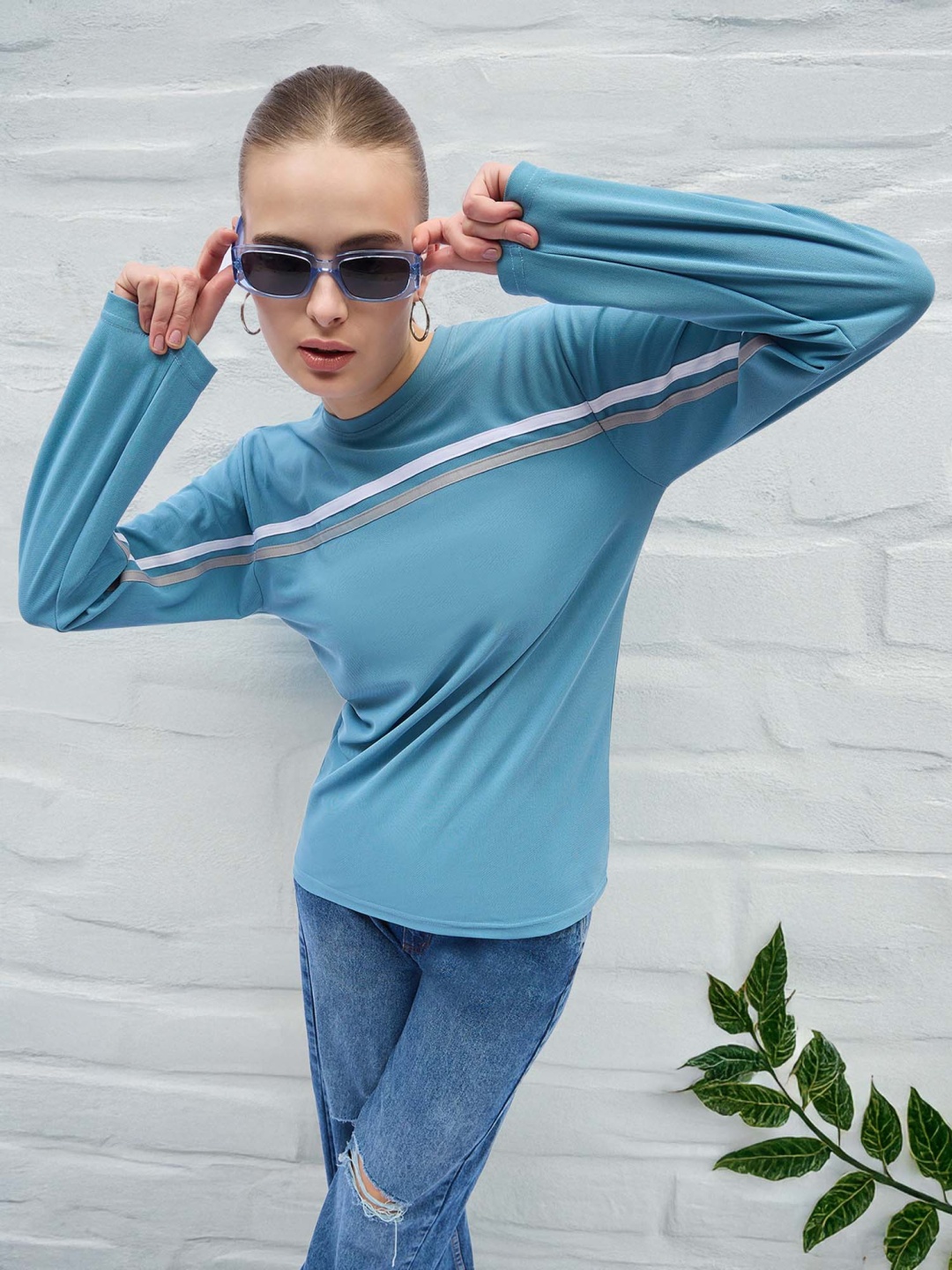 

DressBerry Women Striped Round Neck T-shirt, Blue