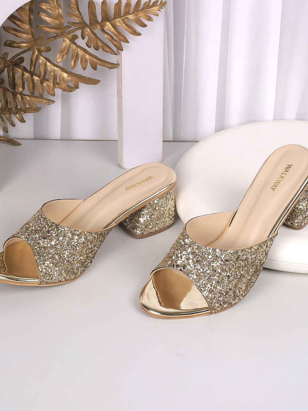 

WALKWAY by Metro Embellished Block Peep Toes, Gold