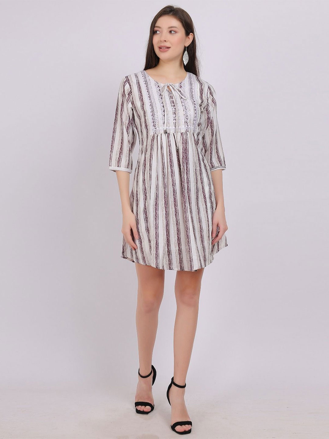 

Aumbe Print Cotton Maxi Longline Top, Purple