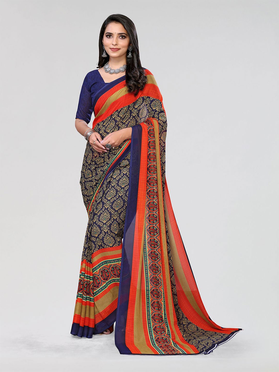 

Moda Rapido Ethnic Motifs Printed Saree, Blue