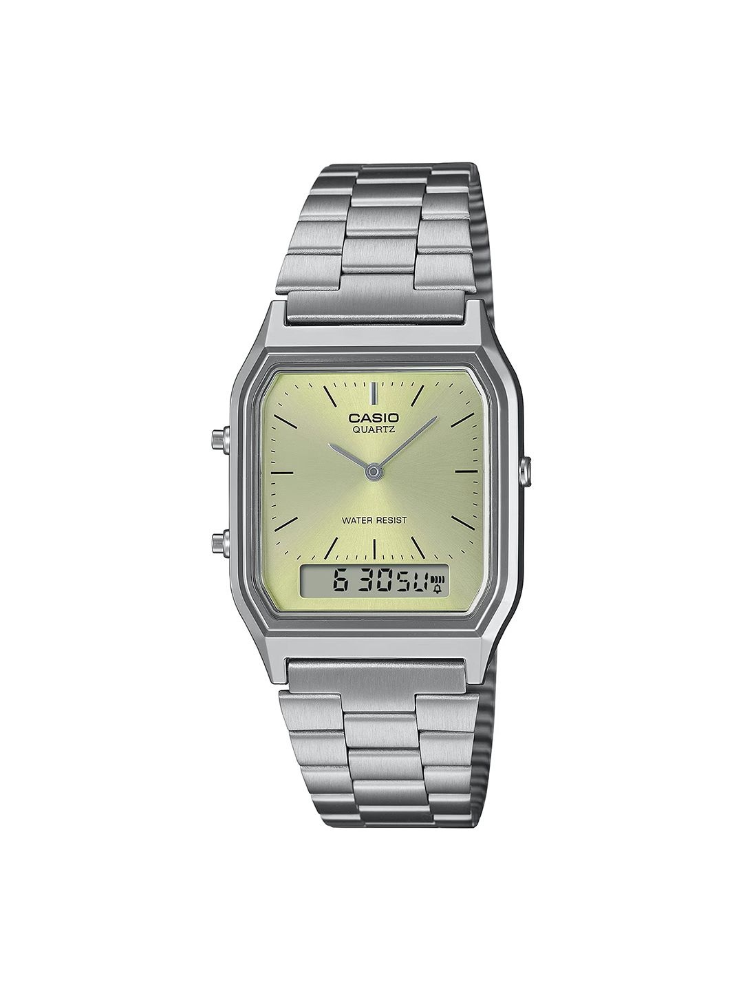 

CASIO Unisex Dial & Stainless Steel Cuff Straps Analogue and Digital Chronograph Watch AD280, Green