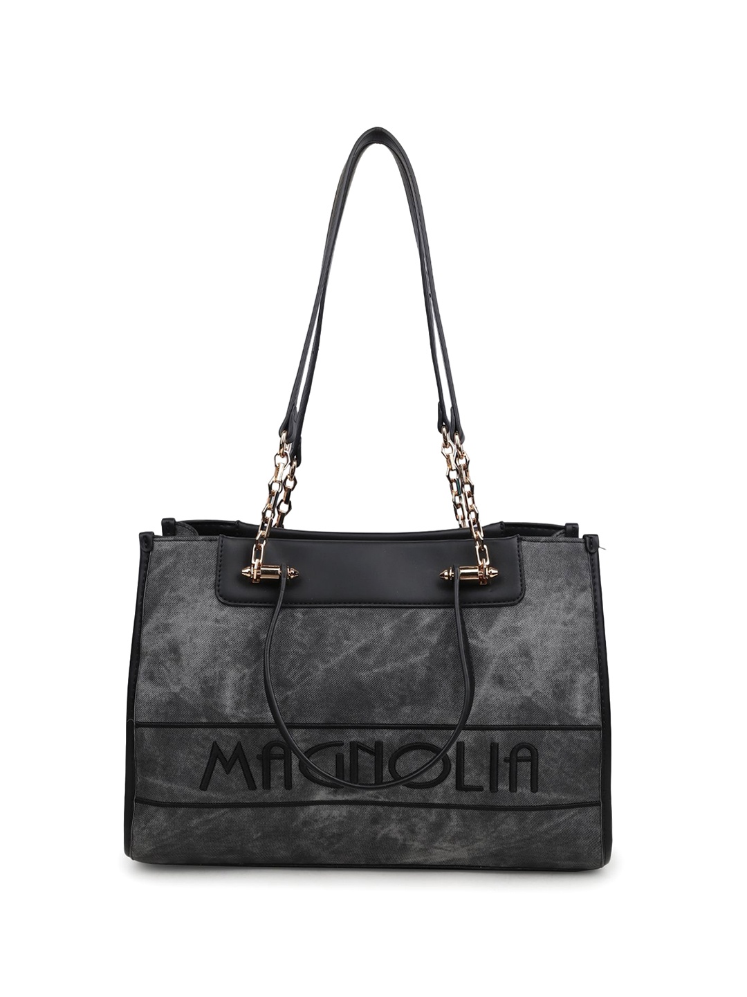 

MAGNOLIA Printed PU Shopper Shoulder Bag, Black