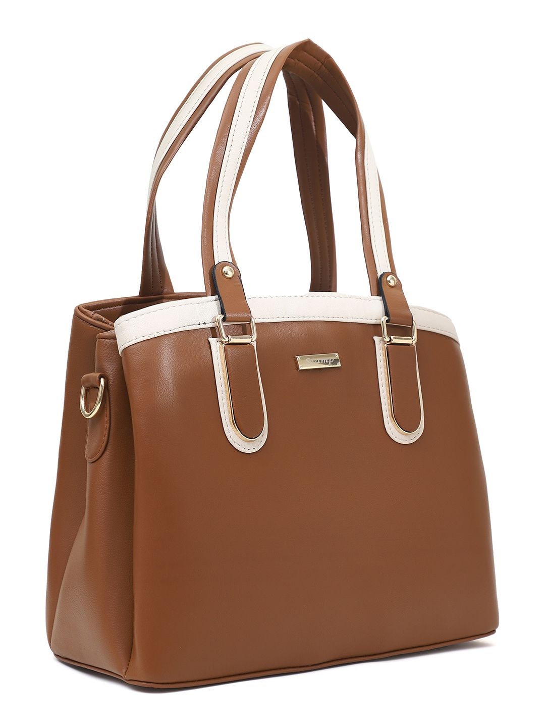 

Stamp Women Solid Structured Handheld Bag, Brown
