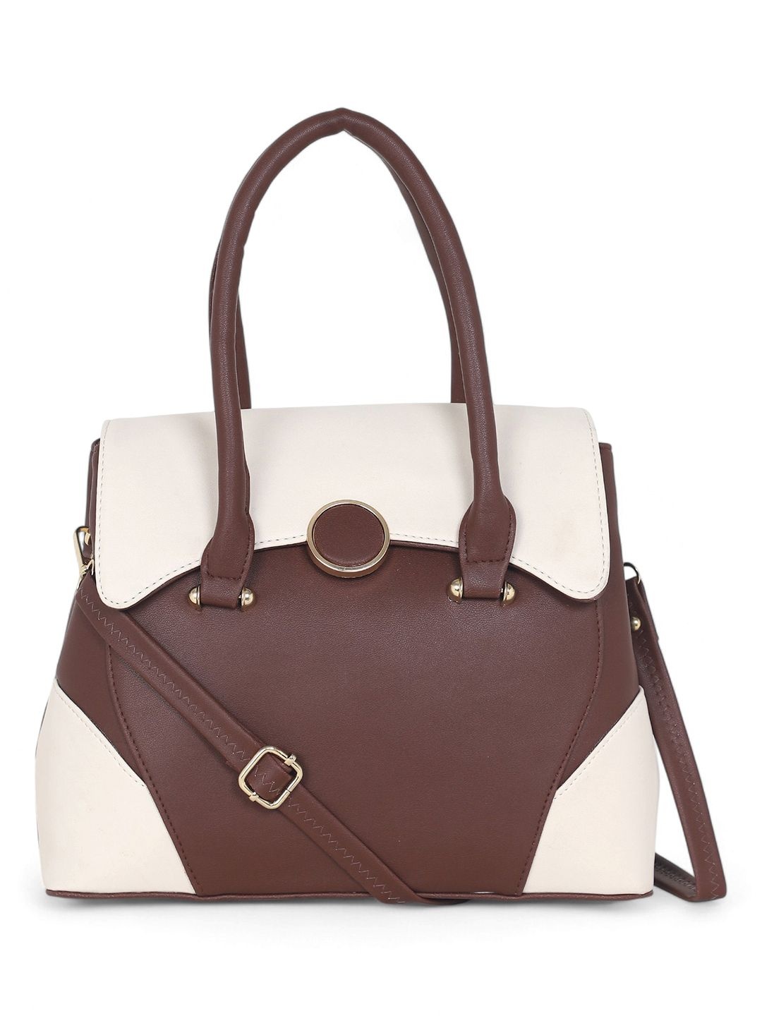 

Stamp Women Colourblocked Structured Handheld Bag, Brown