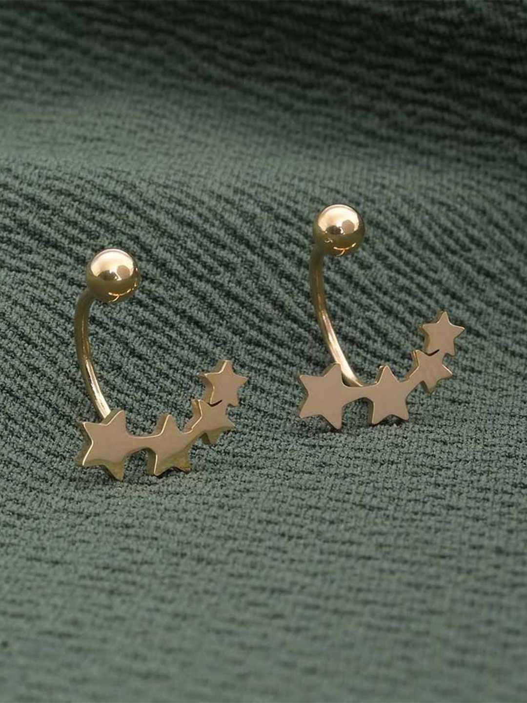 

PALMONAS 18k Gold Plated Delicate Star Motif Open Stainless Steel Hoop Earrings