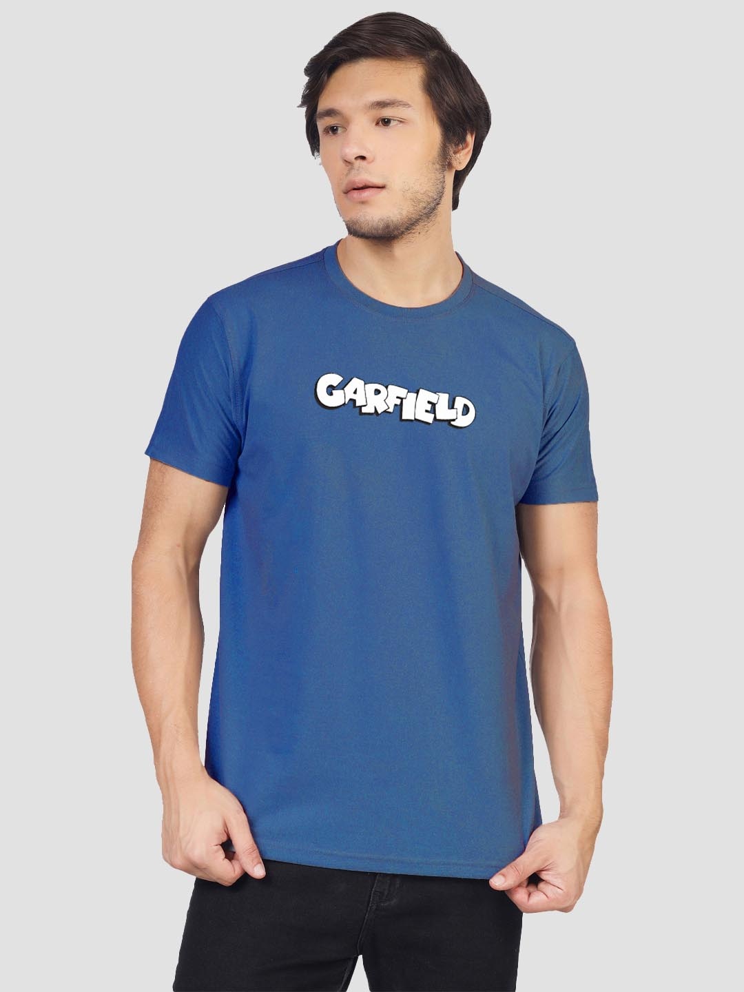 

Greylongg Men Garfield Graphic Printed Round Neck T-shirt, Blue