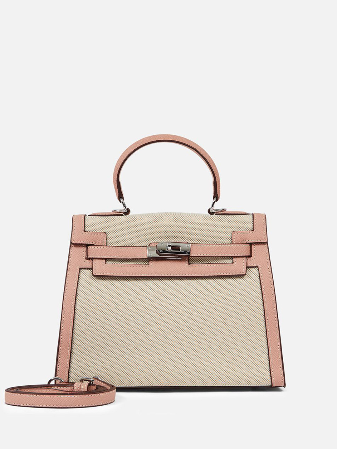 

CARRY CITY Women Textured Structured Leather Satchel Bag, Beige