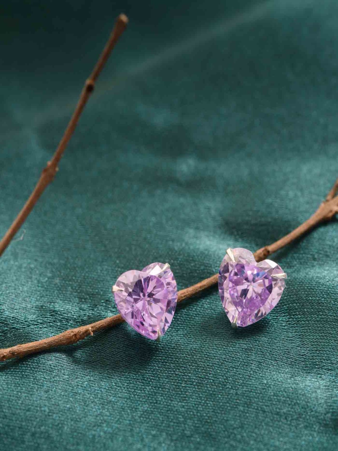 

Gargi by P. N. Gadgil & Sons 925 Sterling Silver Heart Shaped Studs, Lavender