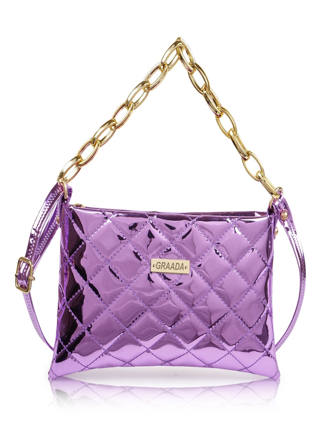 

GRAADA Women Textured Structured Leather Sling Bag, Purple