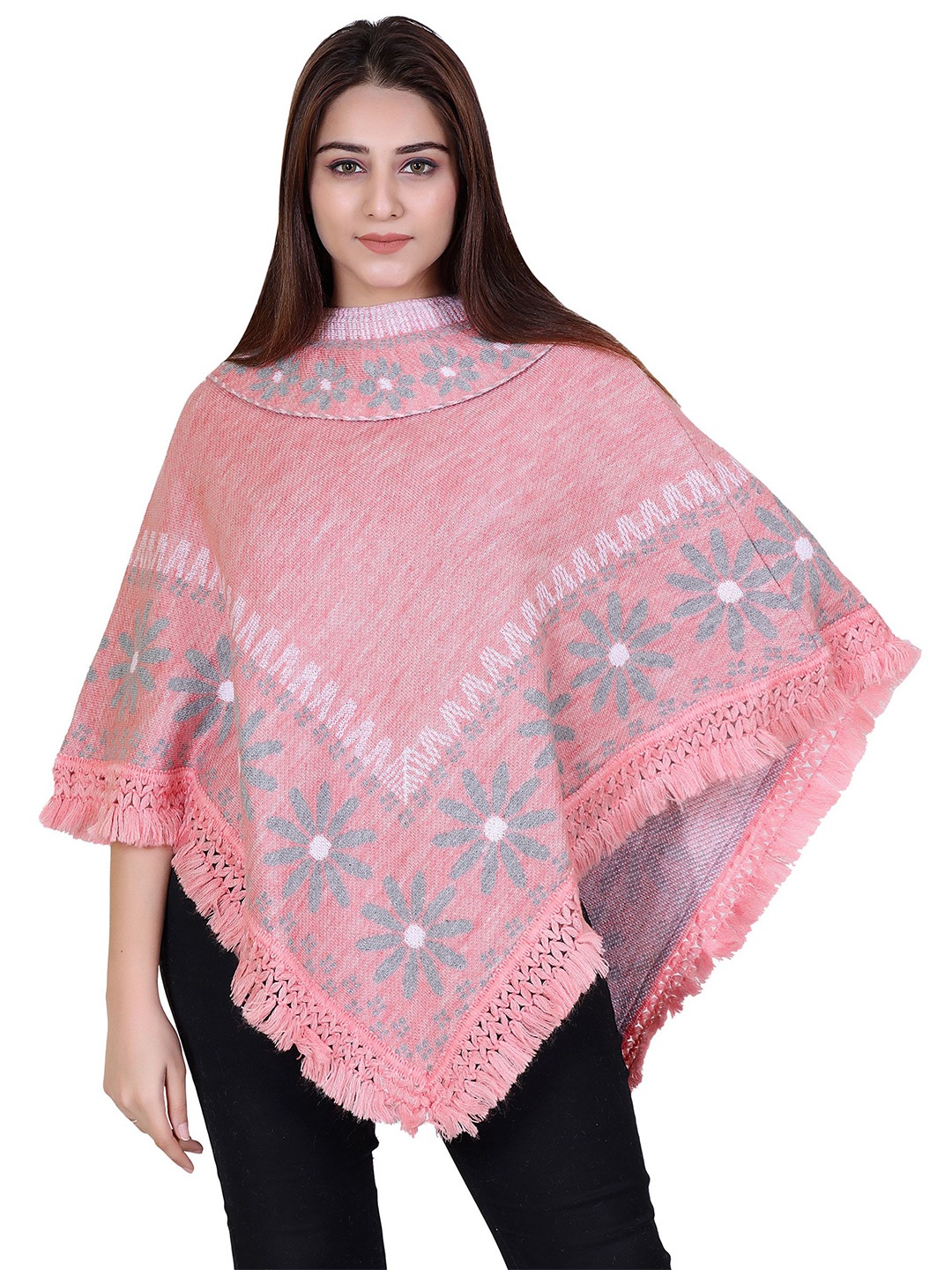 

DISCOVERYLINE Women Floral Printed Poncho, Pink