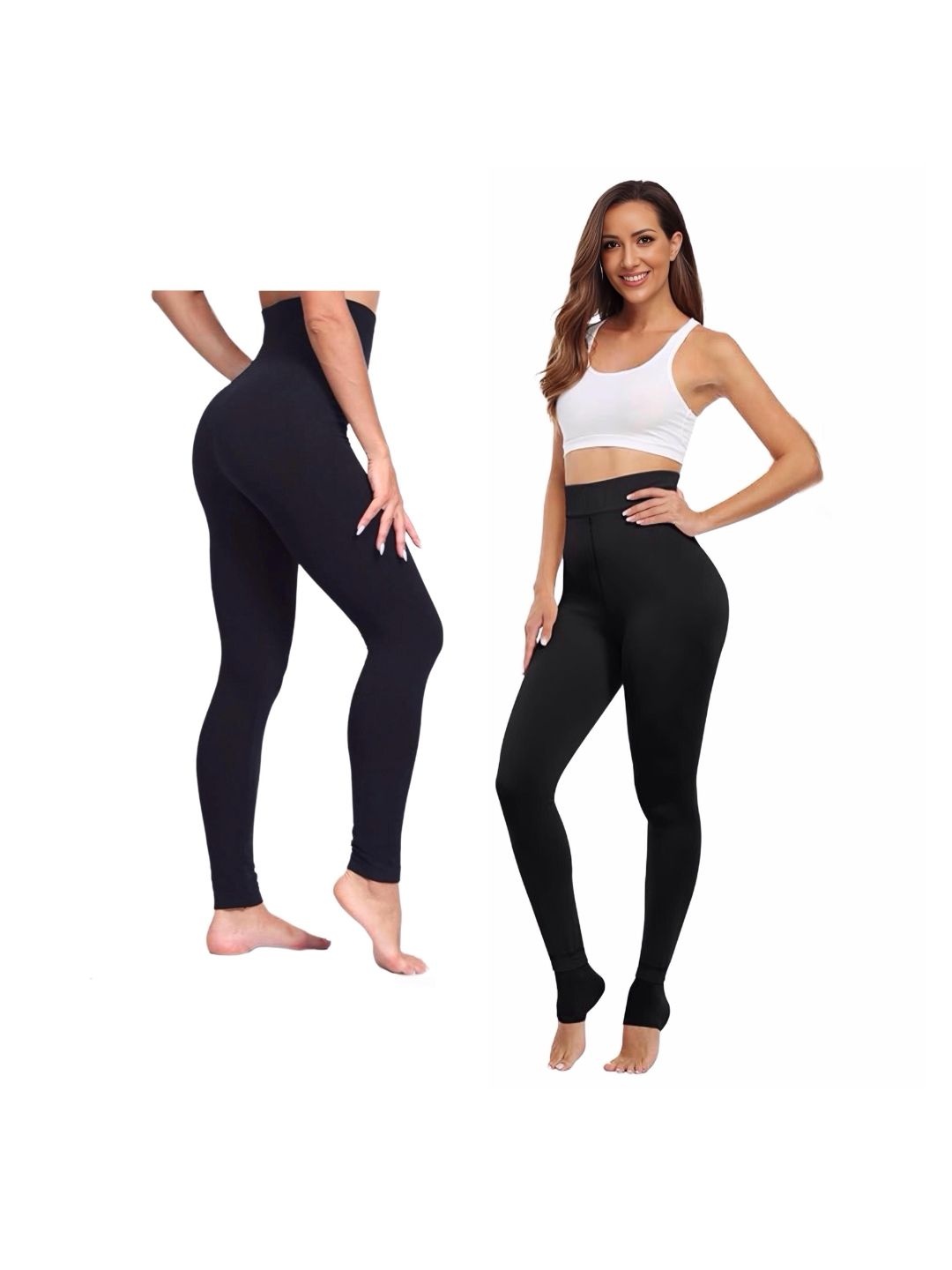 

Qenixo Women High-Waist Thermal Bottoms, Black