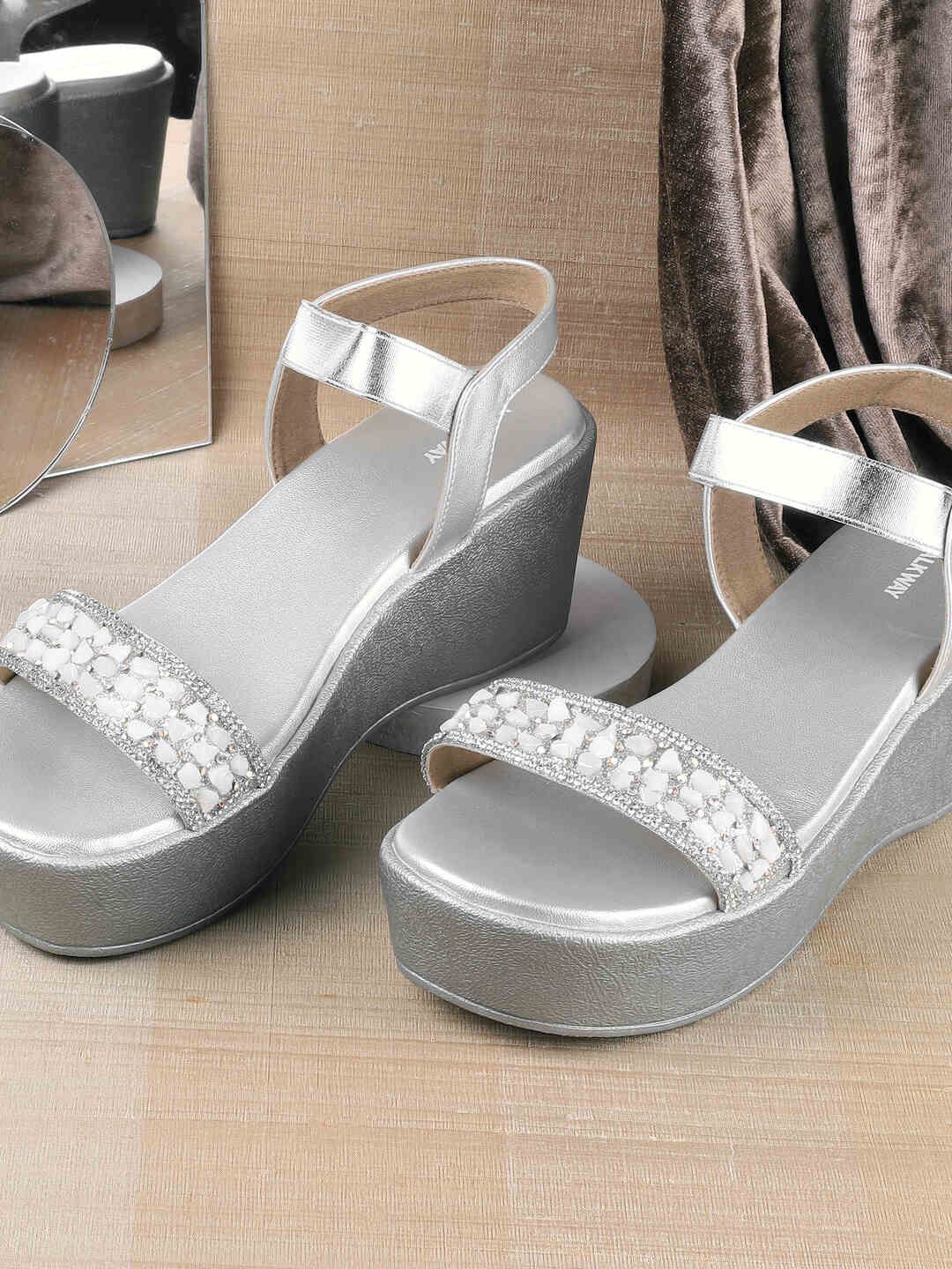 

WALKWAY by Metro Embellished Platform Sandals, Silver