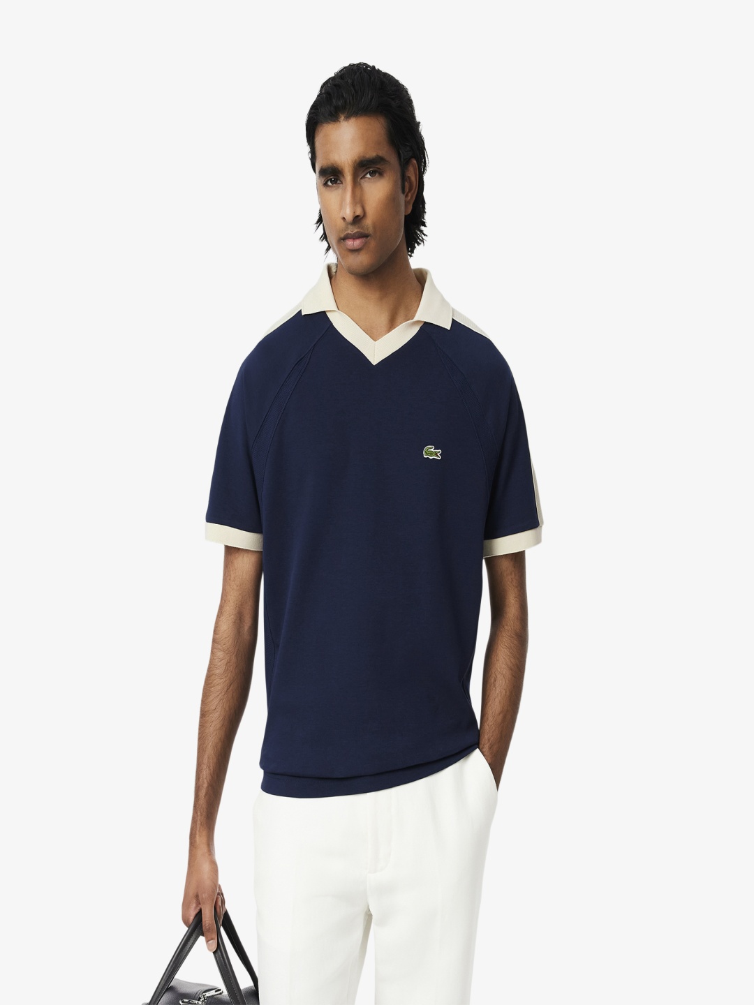 

Lacoste Men Polo Collar Applique T-shirt, Navy blue