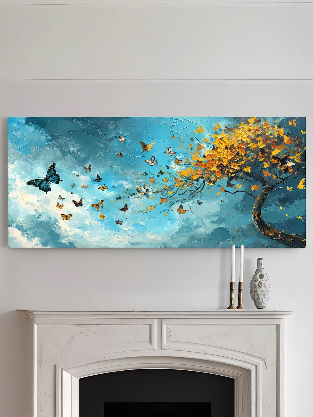 

Art Street Blue & Yellow 1 Piece Canvas Birds and Animals Wall Paintings