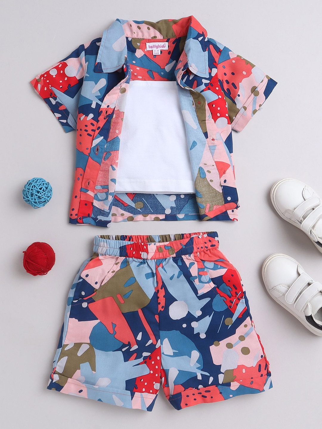 

taffykids Girls Shoulder Straps Top With Shorts With Shirt, Blue